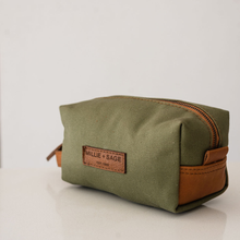 Load image into Gallery viewer, LEATHER + CANVAS TOILETRY BAG  SMALL