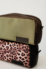 Load image into Gallery viewer, LEATHER + CANVAS TOILETRY BAG  SMALL