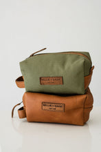 Load image into Gallery viewer, LEATHER + CANVAS TOILETRY BAG  SMALL