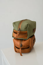 Load image into Gallery viewer, LEATHER + CANVAS TOILETRY BAG  SMALL