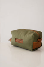 Load image into Gallery viewer, LEATHER + CANVAS TOILETRY BAG  SMALL