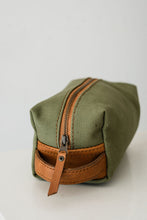 Load image into Gallery viewer, LEATHER + CANVAS TOILETRY BAG  SMALL