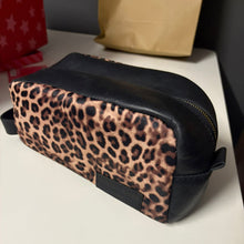 Load image into Gallery viewer, Leopard Print Leather Toiletry Bag
