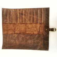 Load image into Gallery viewer, Leather Knife Roll Up Bag