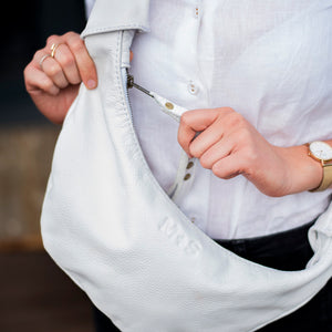 Bello - White Leather Cross-Body Handbag 
