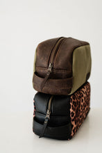 Load image into Gallery viewer, LEATHER + CANVAS TOILETRY BAG  SMALL
