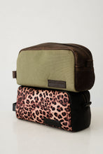 Load image into Gallery viewer, LEATHER + CANVAS TOILETRY BAG  SMALL
