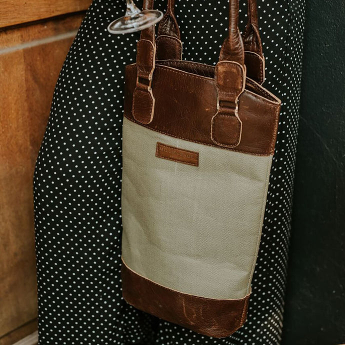 Alternative - Canvas and Leather Wine Carrier Bag